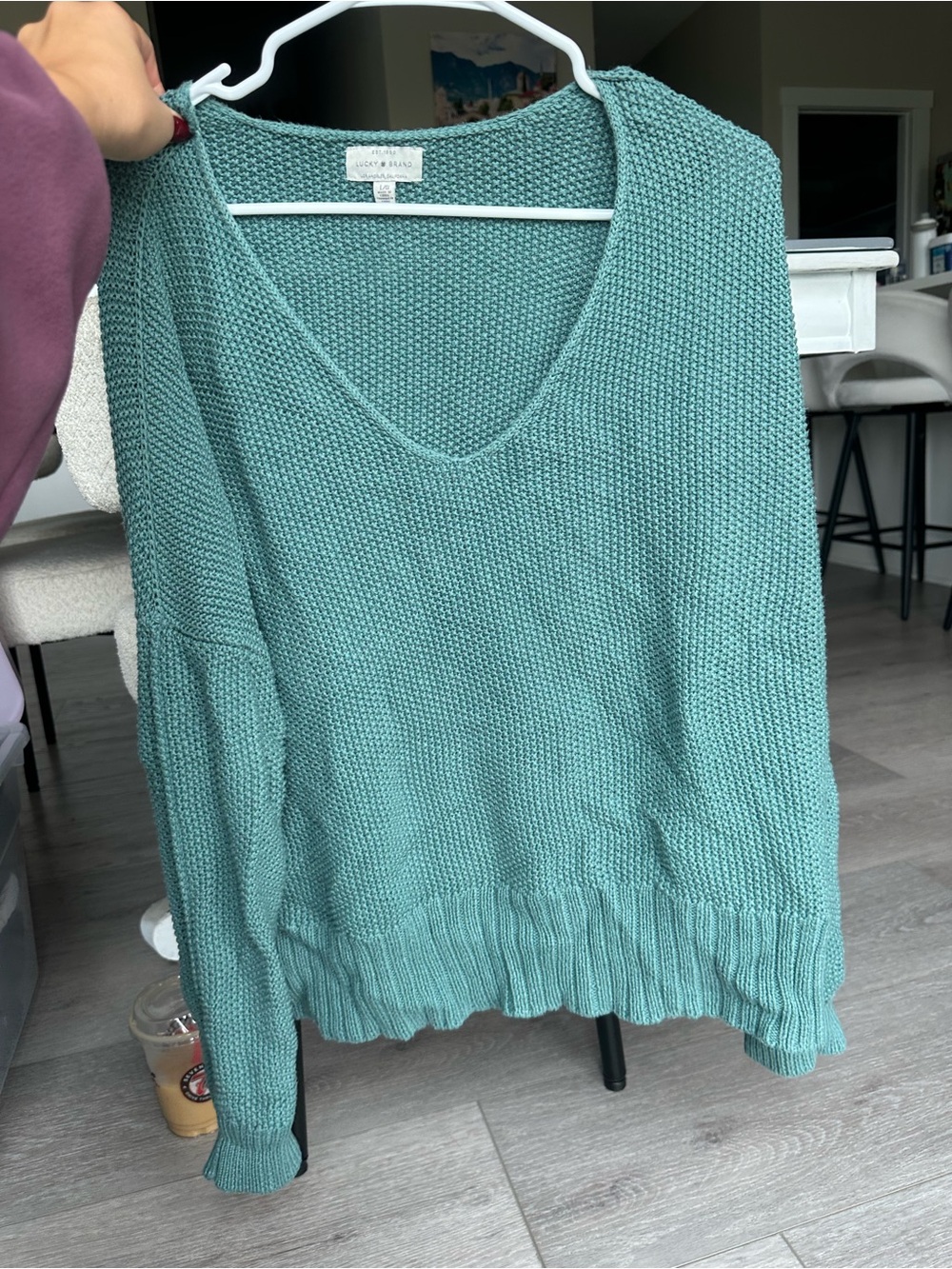 Lucky Brand Teal V-Neck Knit Sweater